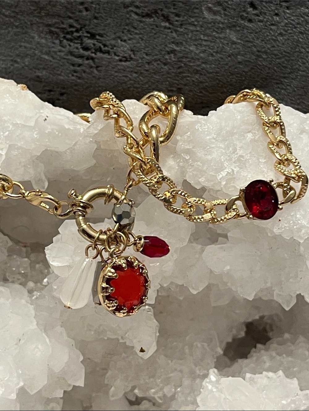😍CLEARANCE - B72 JOE FRESH Goldtone Chain Crystals Bracelet 2-Pack - Picture 3 of 8